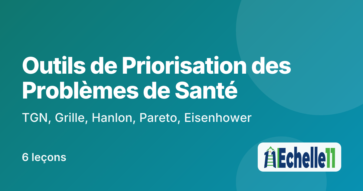 Cours : Outils de Priorisation des Problèmes de Santé : TGN, Grille, Hanlon, Pareto, Eisenhower